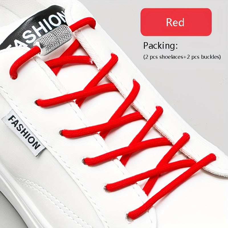 Unisex Elastic No-Tie Shoelaces Round Tapered Durable Acetate Cord