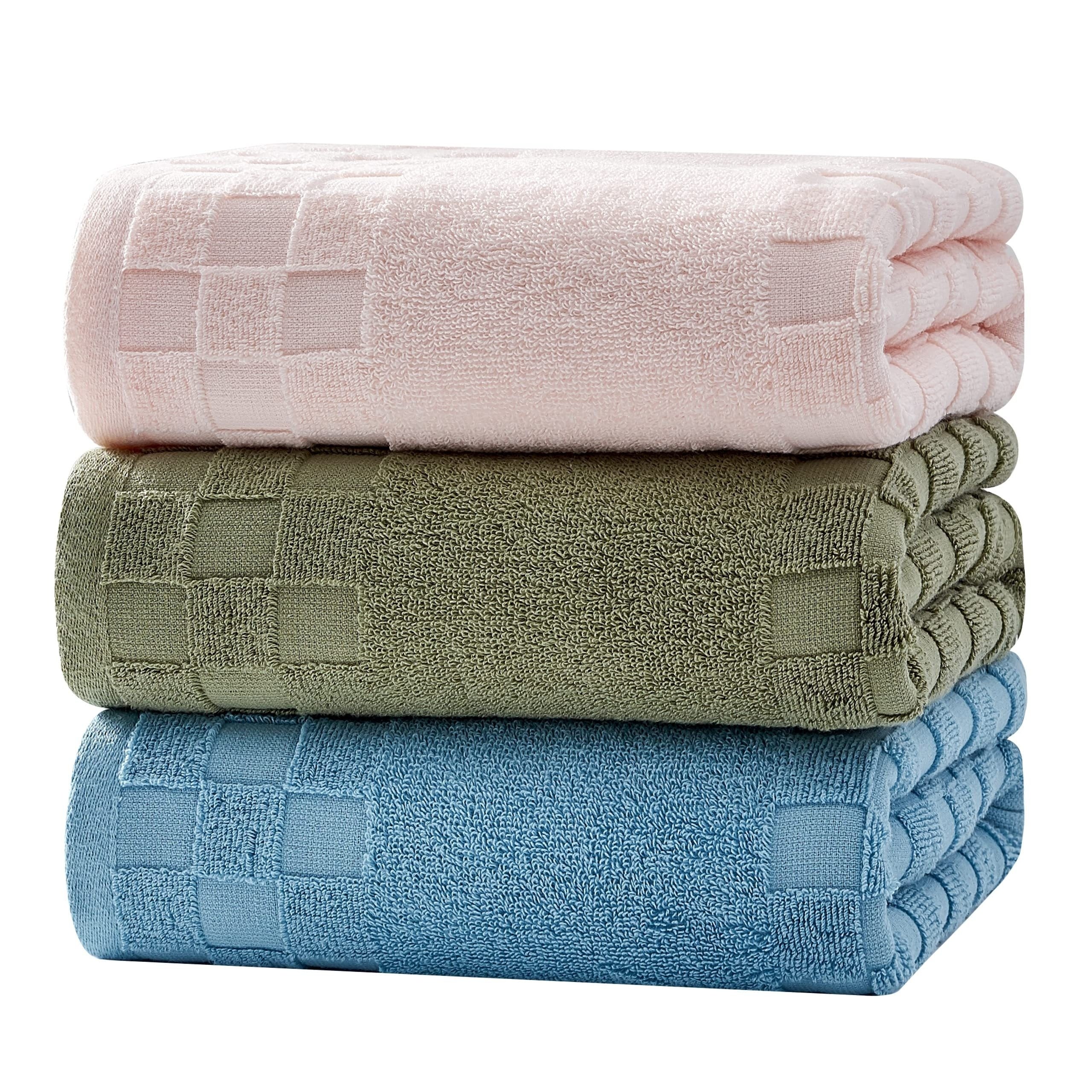 Cotton Towel Set 3-Piece Quick-Drying Fluffy Absorbent Breathable Multicolor 68x140 cm