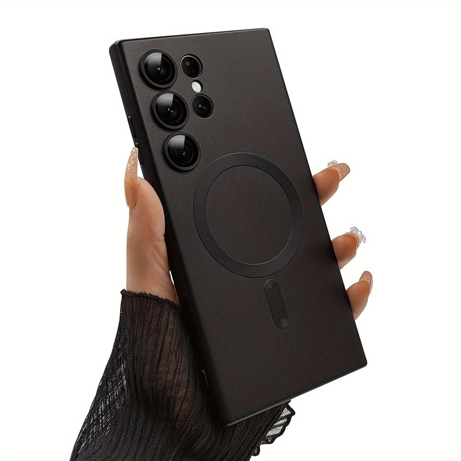 Matte Magnetic Wireless Charging Case for Galaxy Devices with TPU Camera Lens Protection