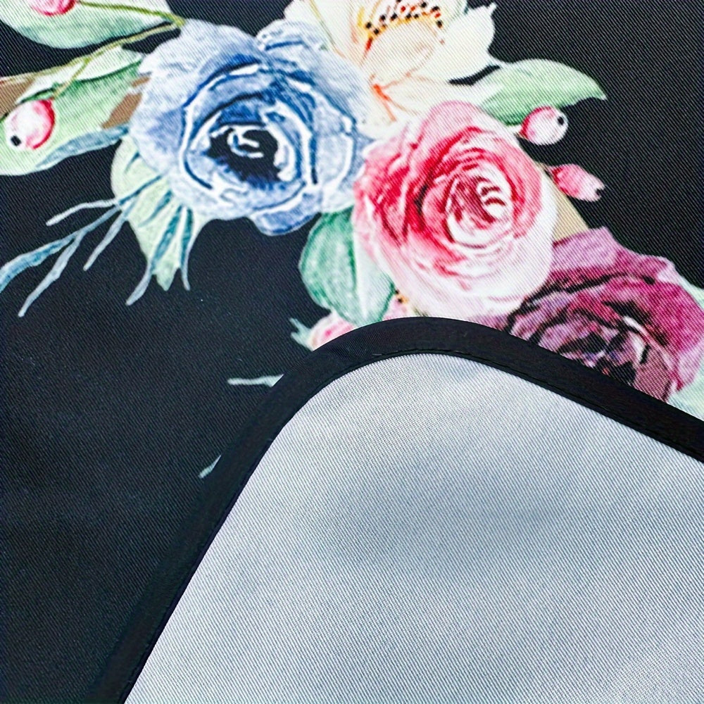 Women's Floral Polyester Kitchen Apron with Letter Print and Monogram