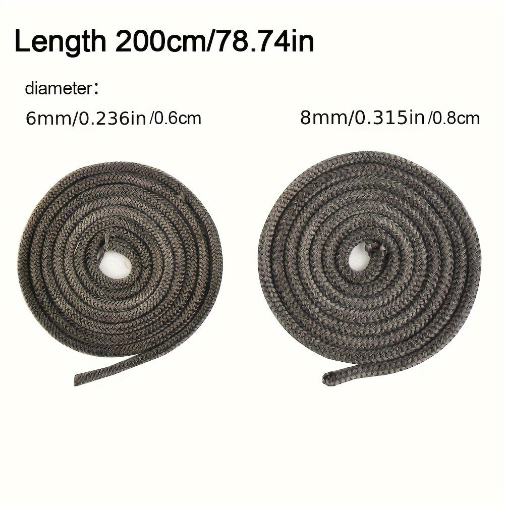 High-Temperature Fiberglass Seal Rope for Wood Stoves and Fireplaces 198cm Black