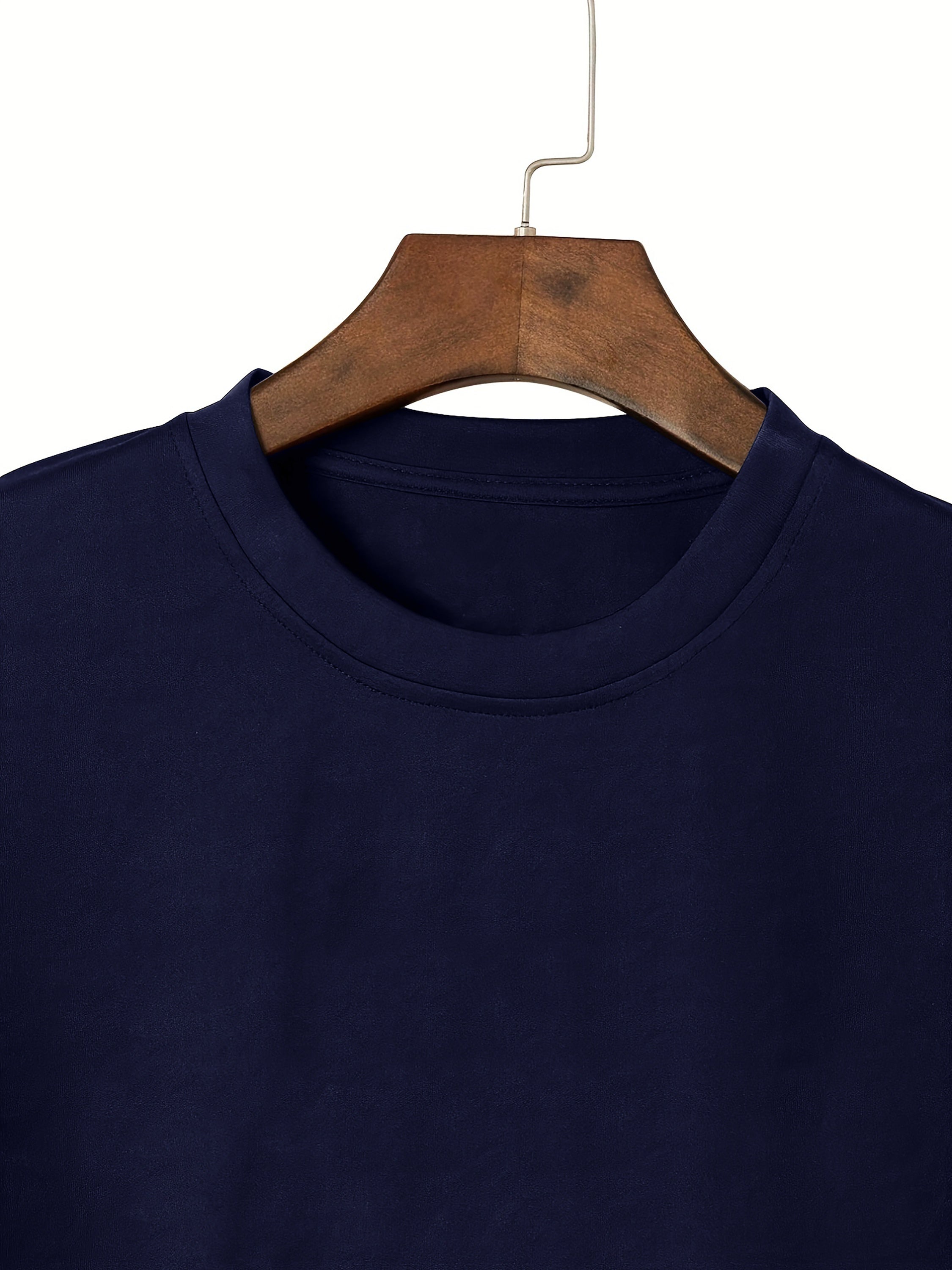 Men's Large Polyester Crew Neck Printed T-Shirt Casual Short Sleeve