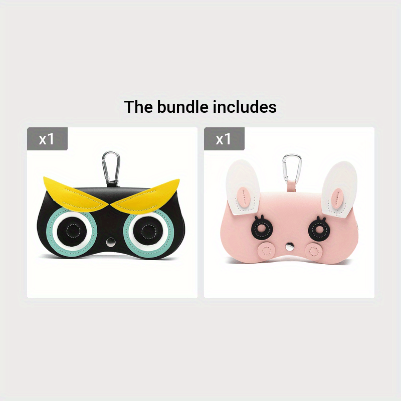 Yoqimli multfilm oqqush quyon jinoyatchi ko'zoynak qutisi charm portativ quyosh ko'zoynaklari sumkasi, lobster klips bilan