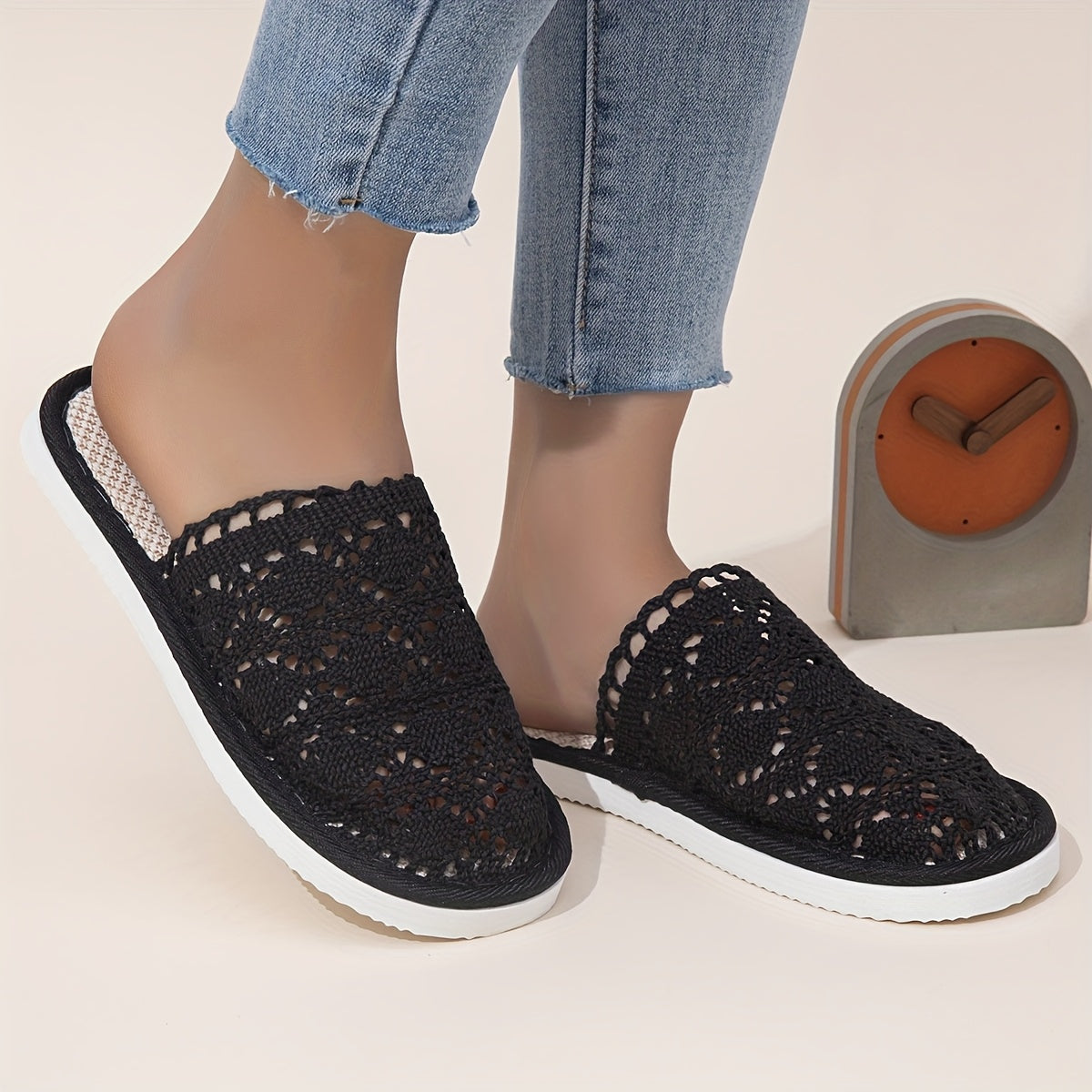 Ayollar uchun oson kiyinadigan nafas oluvchi ichki chanoq poyabzallari, yumshoq tag bilan, turli ranglarda