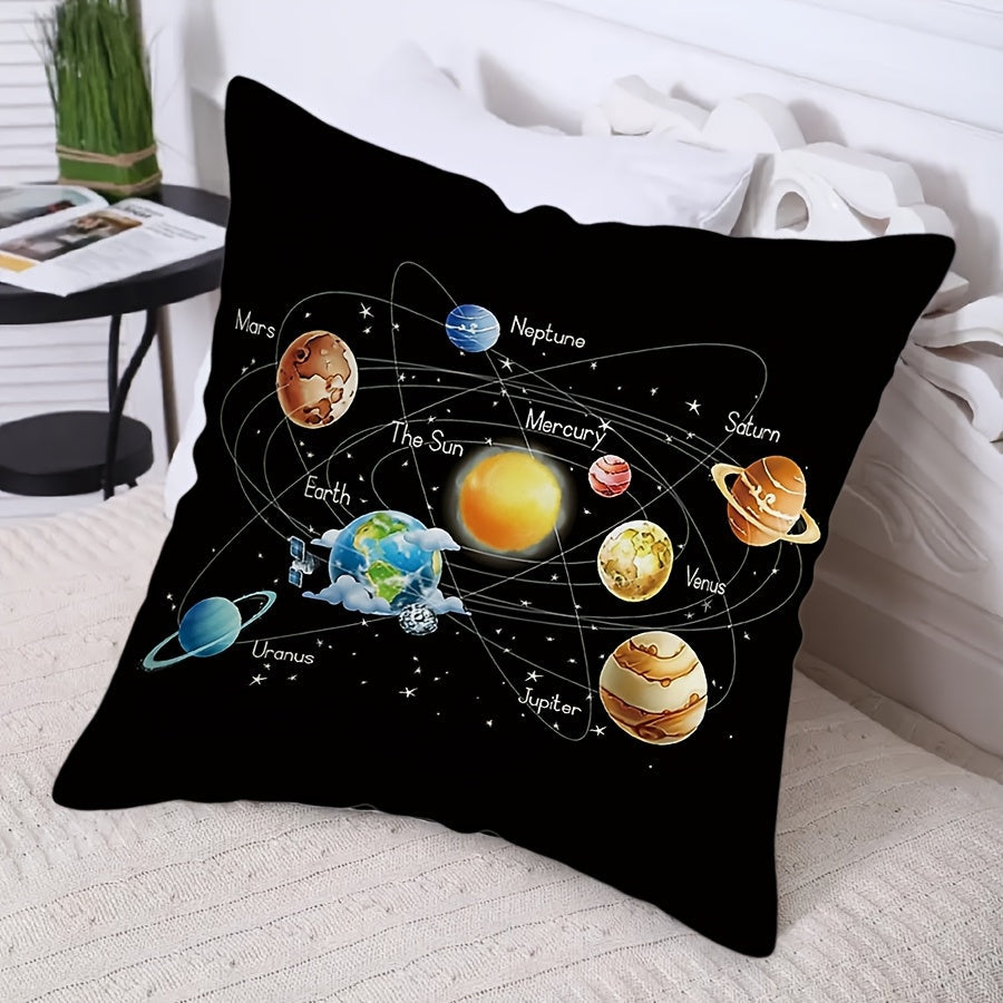 Galaxy Print Throw Pillow Cover Polyester 45cm Square Modern Home Decor
