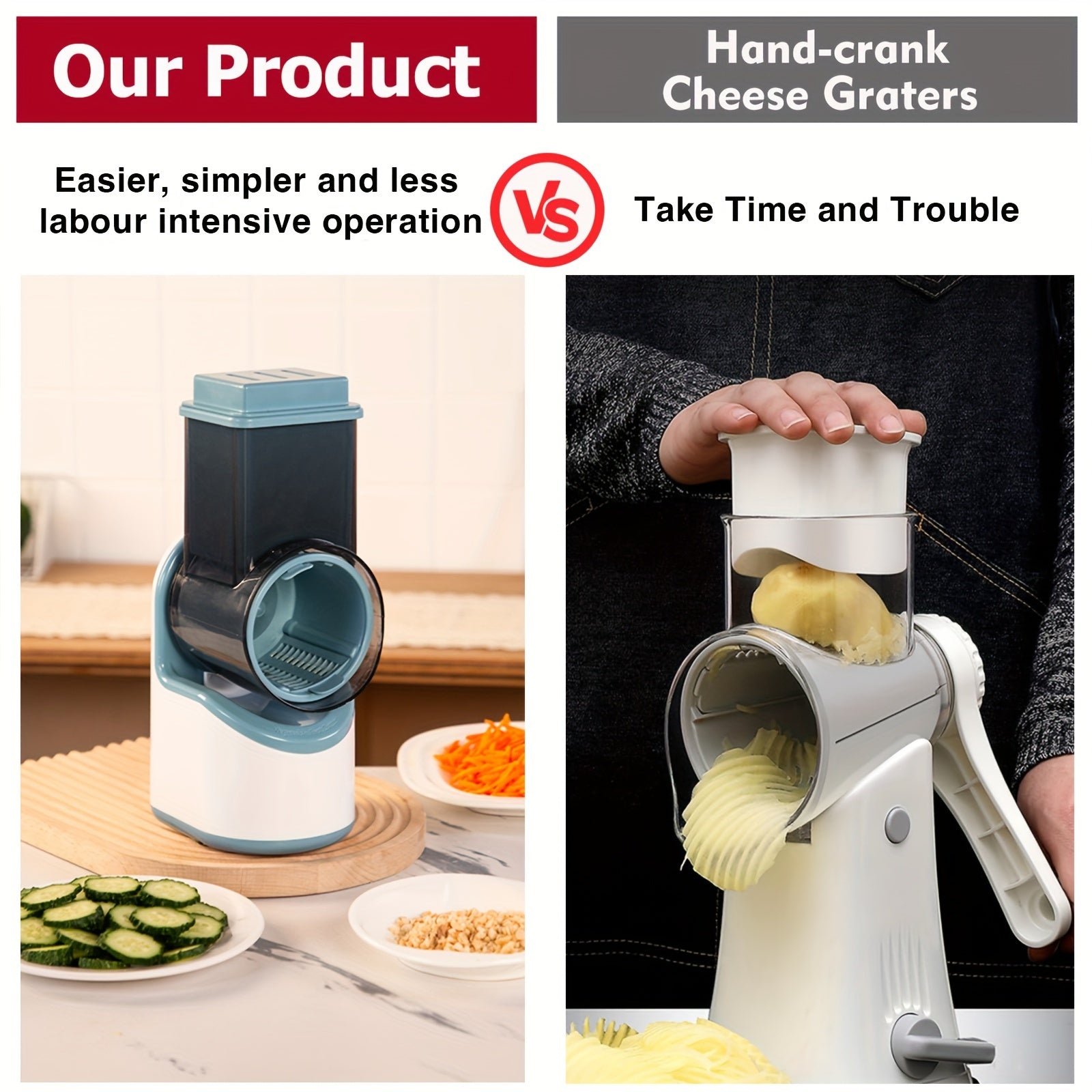 Electric Vegetable Cutter with 3 Blades USB Rechargeable Dicer and Slicer