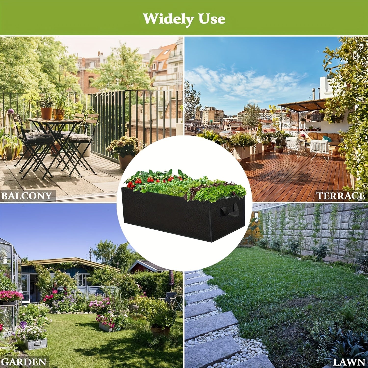 3 Pack 6-Gallon Garden Grow Bags with Handles Breathable Non-Woven Fabric for Vegetables Flowers Indoor Outdoor