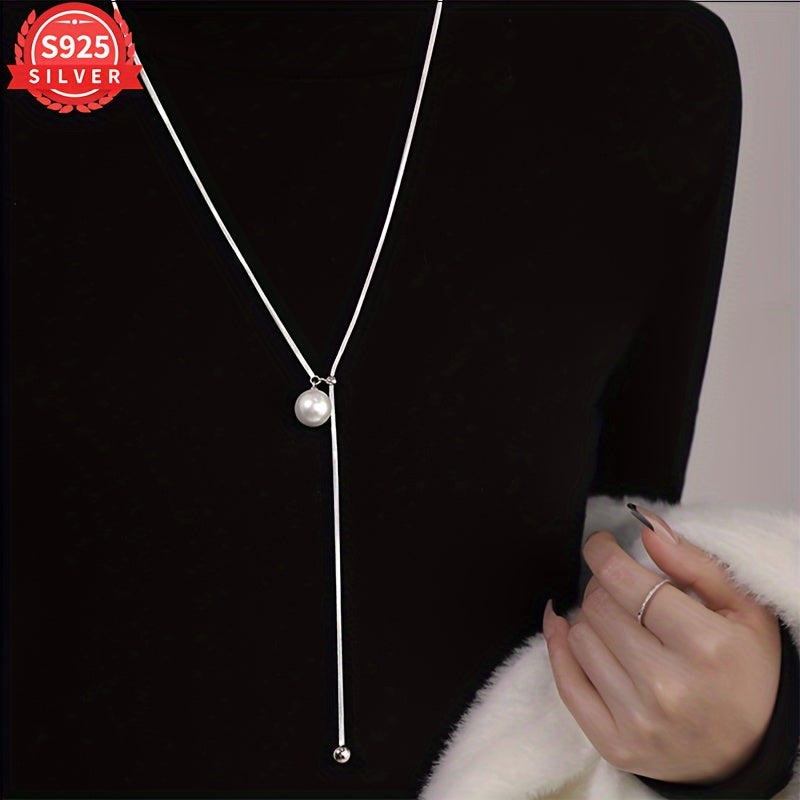 Women's Silver Y-Necklace Adjustable Hypoallergenic Minimalist Jewelry