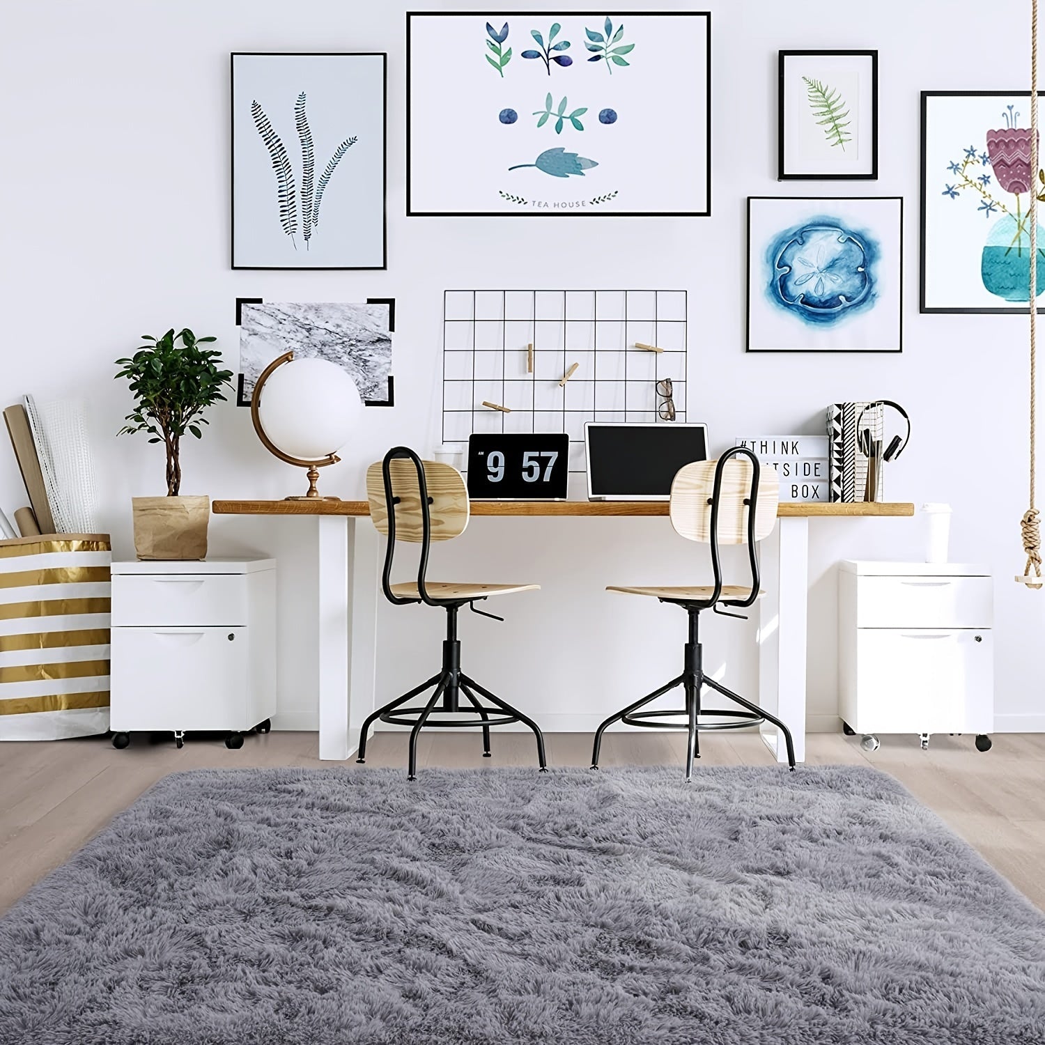 Green Fluffy Shag Rug for Bedroom Living Room Nursery 3x5 Feet