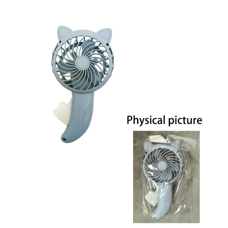 Mini Hand-Powered Fan Battery-Free Cute Cartoon Design for Home Summer Cooling