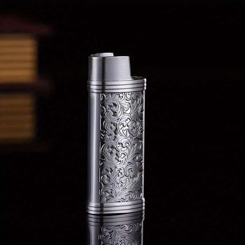 Small Metal Lighter Set Vintage Floral Mini Lighter Cover Holder