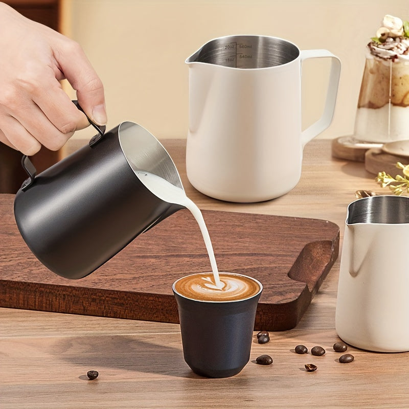 Stainless Steel Milk Frothing Pitcher - 12oz yoki 20oz o'lchamlarda mavjud | Espresso, Cappuccino va Latte Art yaratish uchun juda yaxshi | Kofe sevuvchilar uchun mukammal sovg'a | Uy, ofis yoki kofe barida foydalanish uchun mos | Asosiy qahva aksessuari