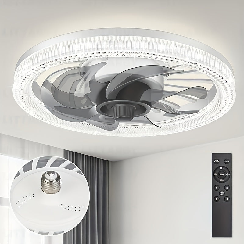 Modern Low Profile Ceiling Fan with Dimmable Light Remote Control and 3 Color Temperatures