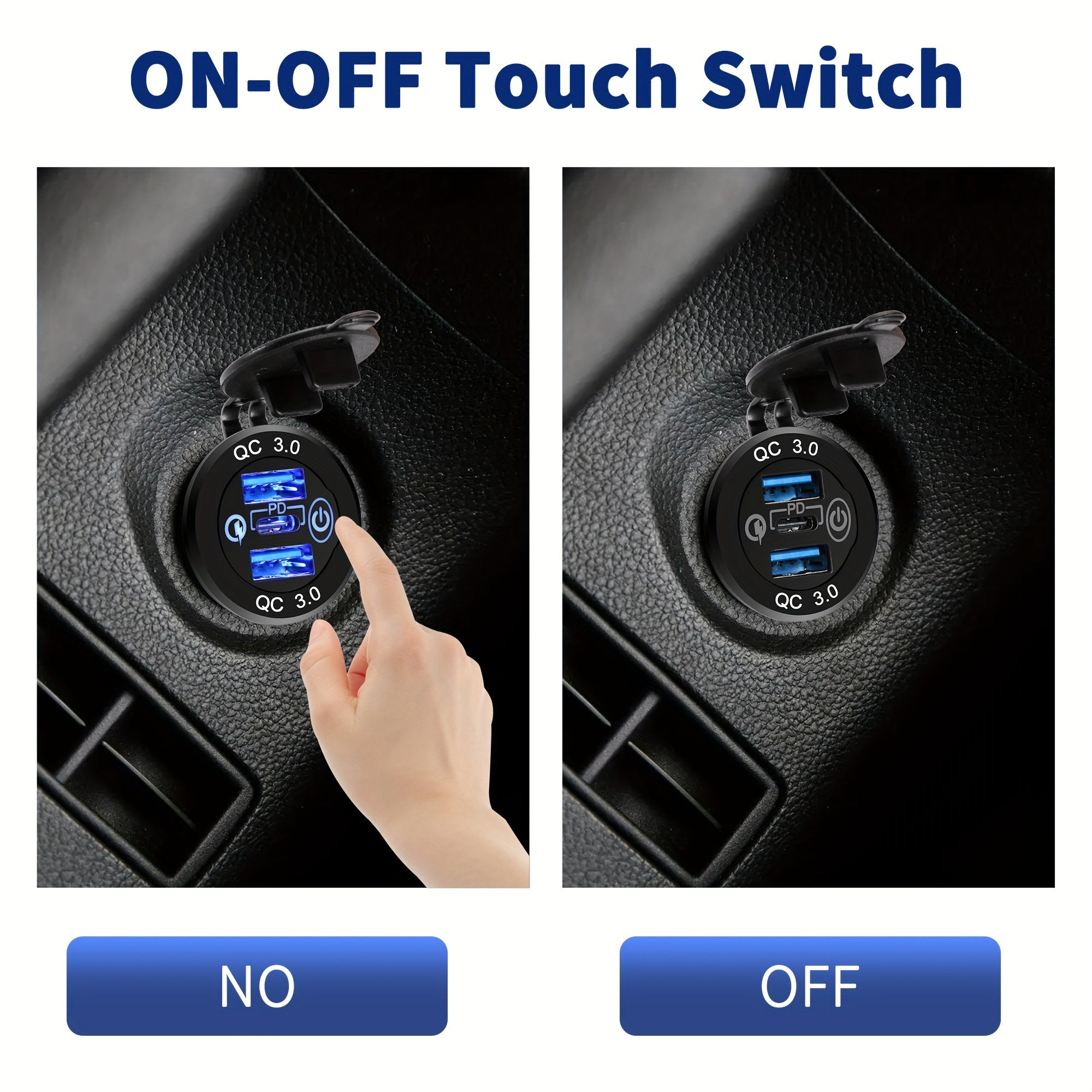 Dual USB Fast Charging Socket PD Type C QC3.0 Car Charger 12V 24V