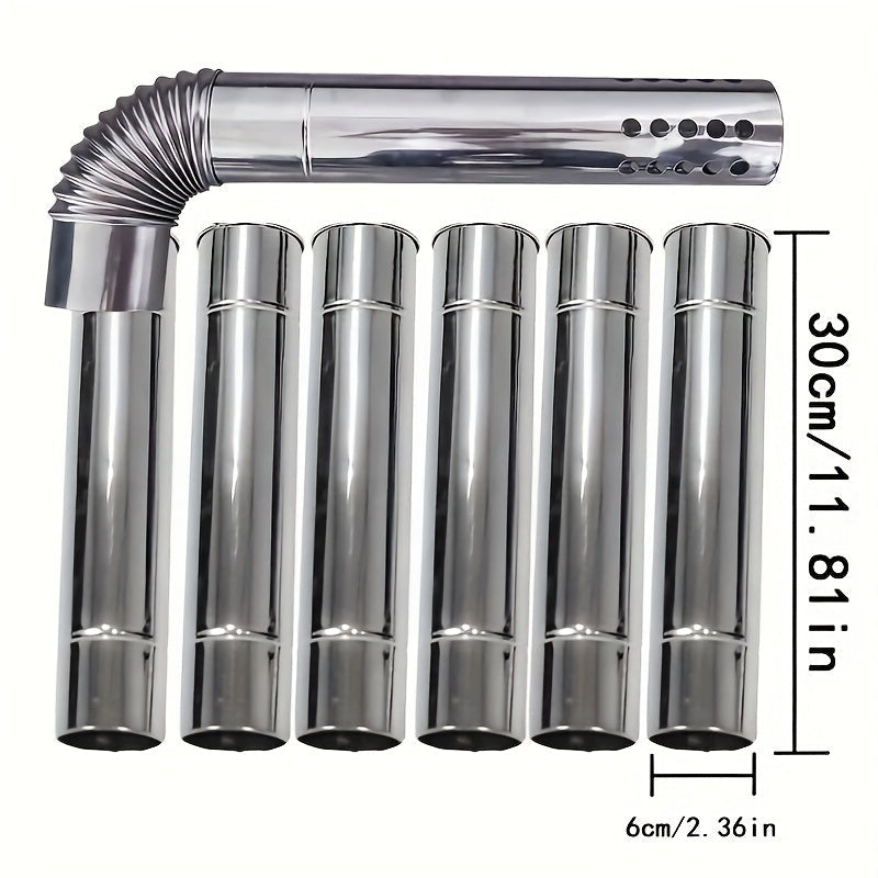 Set of 8 Metal Chimney Pipes for Gas and Wood Stoves High-Temperature Resistant