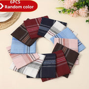 Six Elegant Plaid Cotton Blend Handkerchiefs for Men and Women Christmas Gift