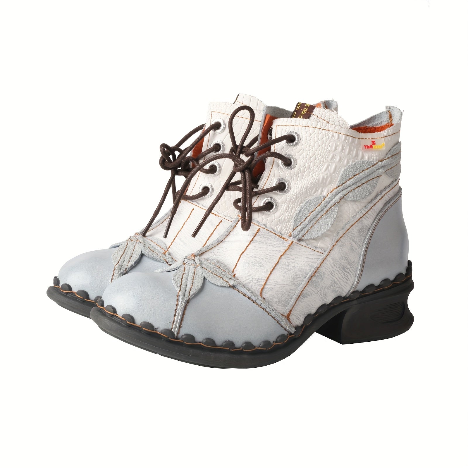 Women's Faux Leather Ankle Boots Fleece-Lined Low-Top Lace-Up