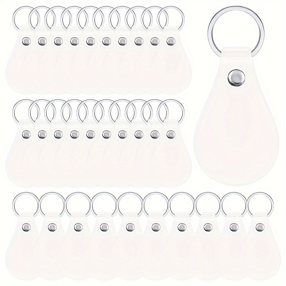 30 Pack PU Leather Key Fob Blanks with Laser Engraving for Gifting and Crafting