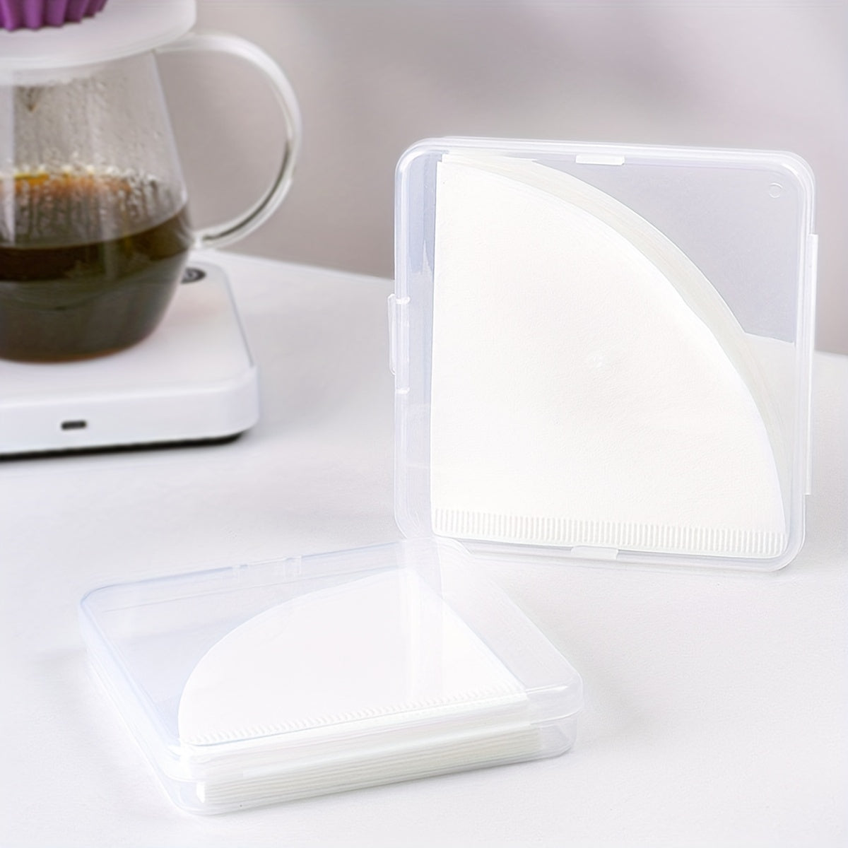 Filtros de café de 50 unidades para cafeteras V60 Cone Pour Over, papel desechable de 1 capa