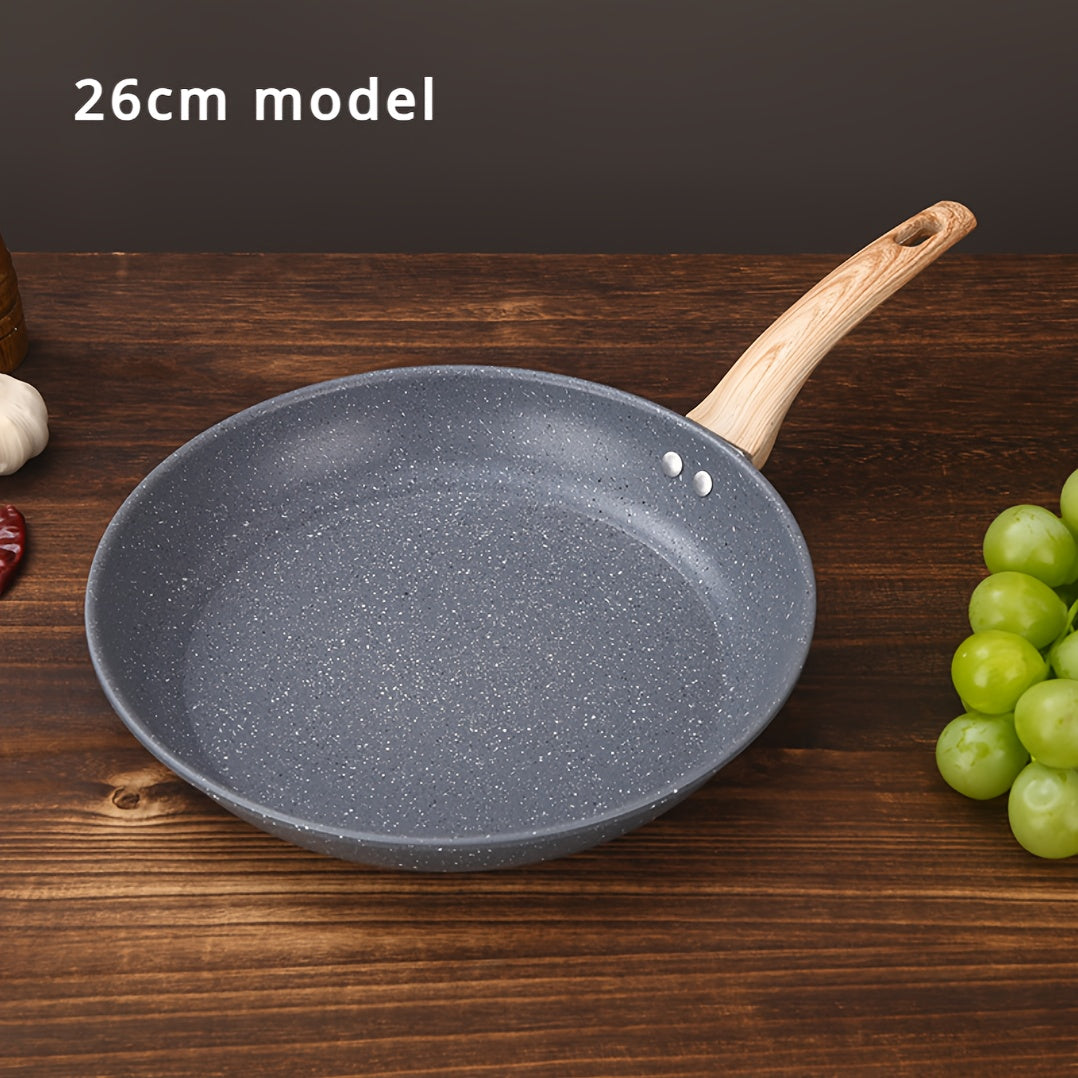 Сковорода EcoPans с антипригарным покрытием и деревянной ручкой - пшеничный рисовый камень, без масла, без дыма, совместима с электромагнитными плитами, посуда для блинов, омлетов, стейков - не требует электричества