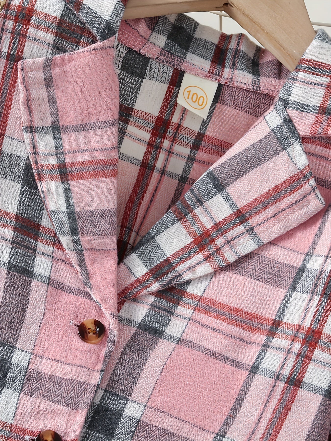 Girls' 3-Piece Outdoor Set with Knit Jumpsuit Skirt and Hat Gingham Pattern Cotton Polyester Fall Winter