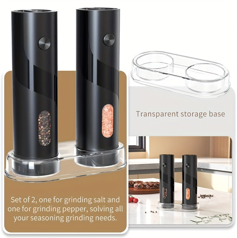 Electric spice grinder with large capacity includes pepper and sea salt mills