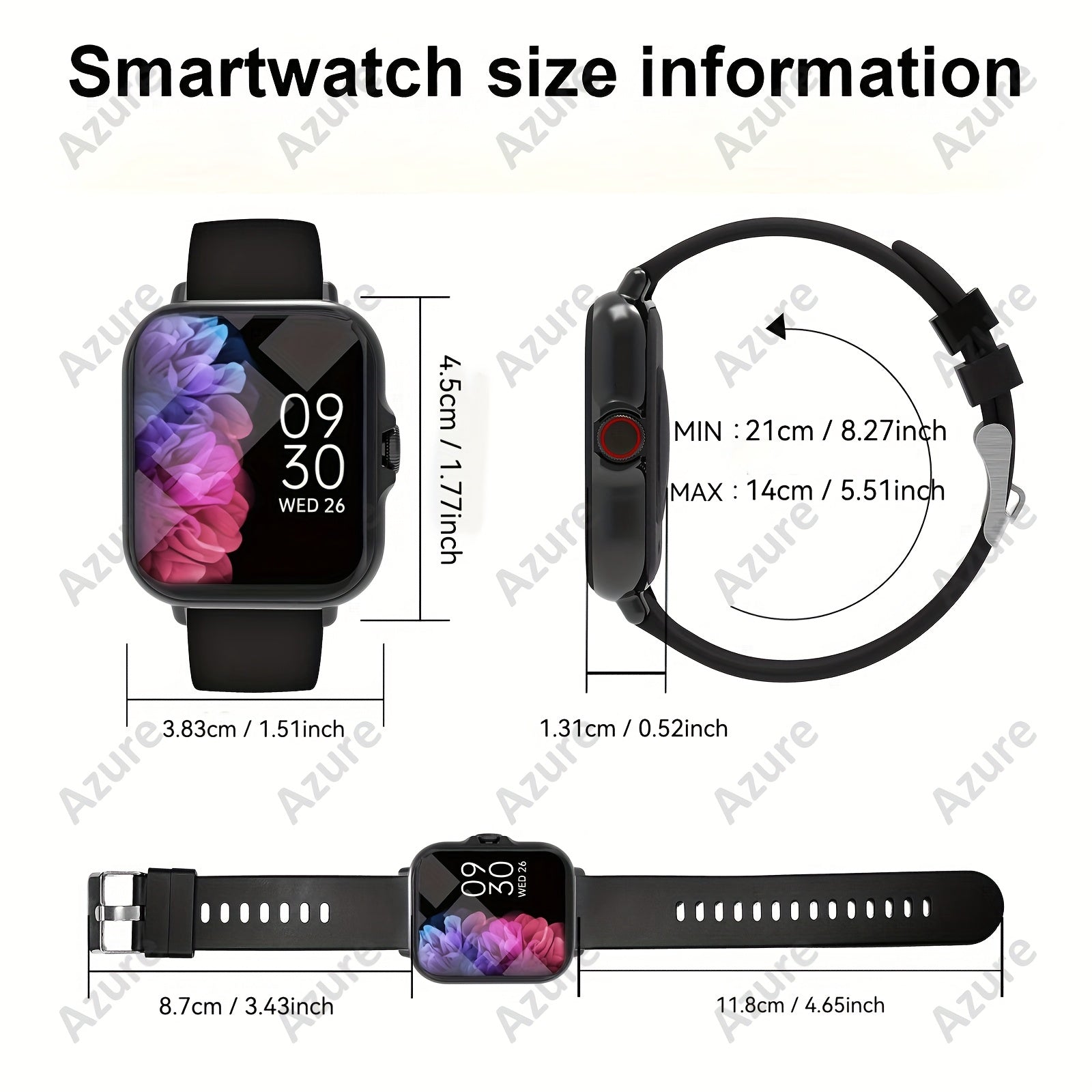 Reloj inteligente con pantalla táctil completa de 4.65cm con llamadas inalámbricas, recordatorios de texto, modos deportivos, cuerpo de metal