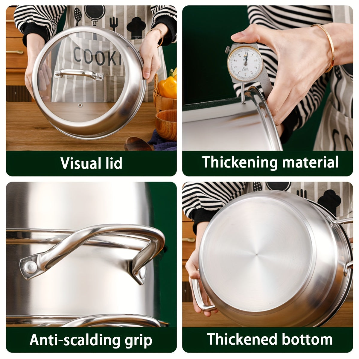 Stainless Steel Multi-Layer Steamer Set 2 or 3 Layers Induction Gas Stove Compatible