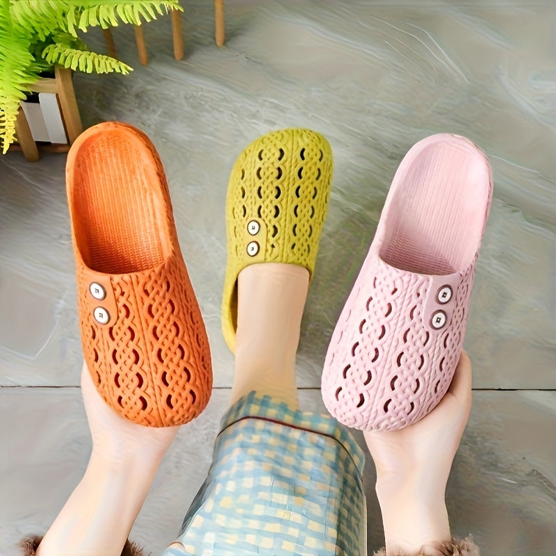 Women's Summer Breathable Anti-slip Hollow Slides for Home and Outdoor