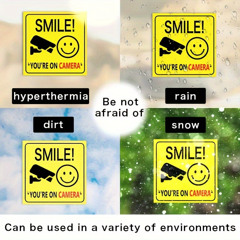 Set of 5 or 10 Smile You're On Camera Window Stickers for Security and Privacy