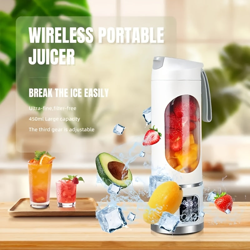 Portable 450ml Fruit Smoothie Maker USB Rechargeable Blender for Cold Drinks Camping