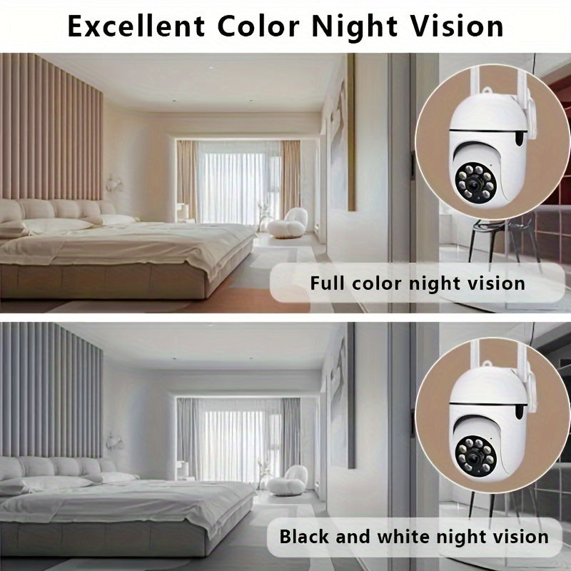 1080P Indoor Security Camera with Night Vision 355° Rotation Motion Detection Two-Way Audio Wall Mount