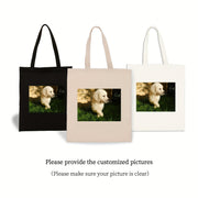 Customizable Canvas Bag Pack of 2 with Personal Photo Print in 3 Colors