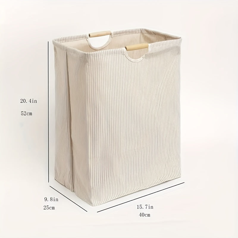 Large Laundry Basket with Waterproof Fabric and Striped Interior for Clothes and Toys