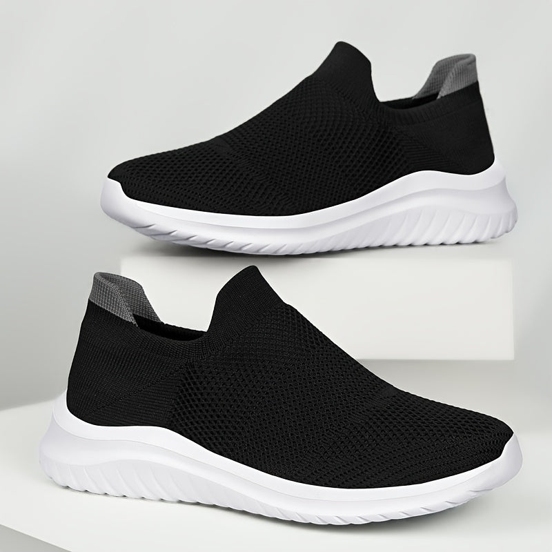 Men's Slip-On Sneakers Lightweight Breathable Soft Sole All-Season Jogging Workout