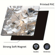 Серебристая 3D-цветочная магнитная крышка для посудомоечной машины, водонепроницаемая, термостойкая, 58,5x65 см