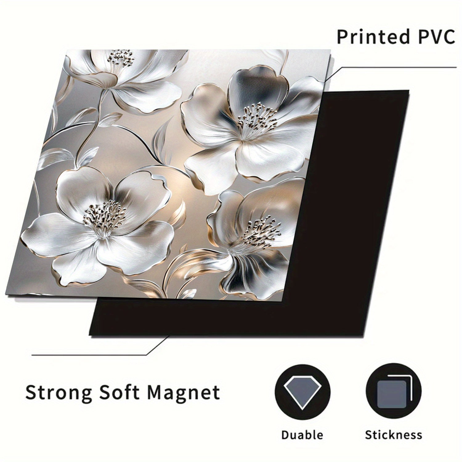 Серебристая 3D-цветочная магнитная крышка для посудомоечной машины, водонепроницаемая, термостойкая, 58,5x65 см