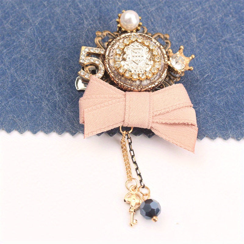 Valentine's Day Rhinestone Inlay Bow Brooch for Women Jewelry Gift