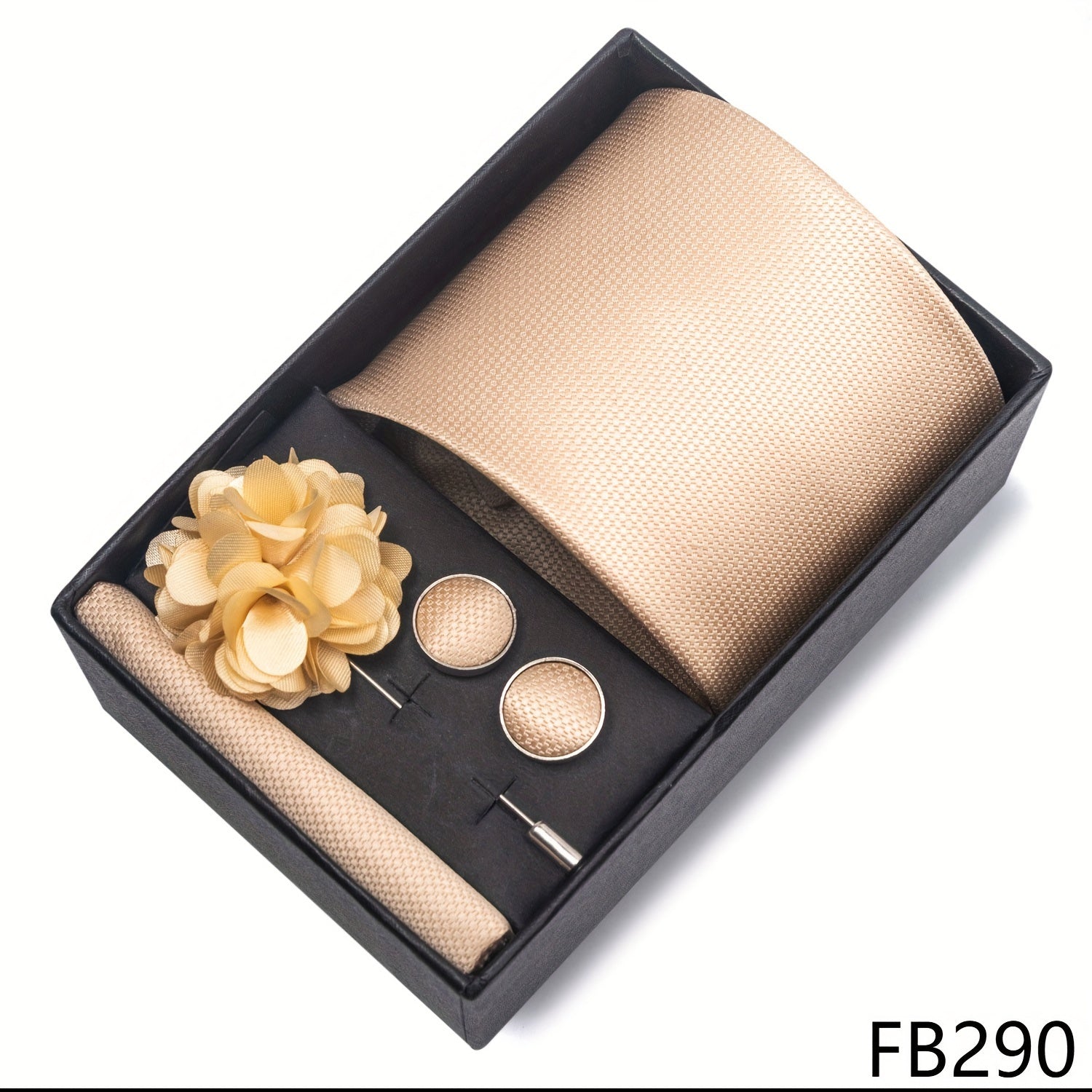 Men's Fashion Tie Set with Striped and Paisley Neckties, Pocket Square, Cufflinks, Lapel Pin in Gift Box for Business and Weddings