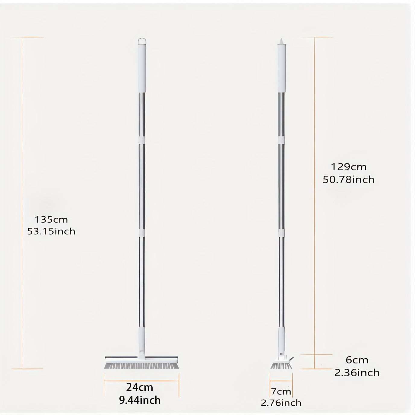 2-in-1 Og'ir yuk ko'taruvchi Pol Tozalash Cho'tkasi, Uzoq Tutqichi - Noxud va Plastik, Turli Sirtlarni Oson Tozalash uchun Aylanadigan Bosh
