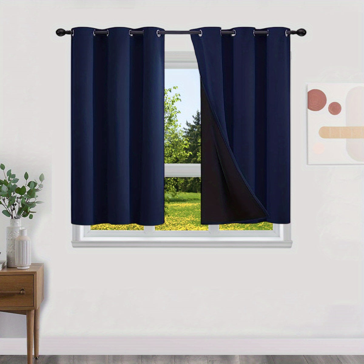 Blackout Curtains 100% Opaque with Lining 2 Pieces for Bedroom Living Room