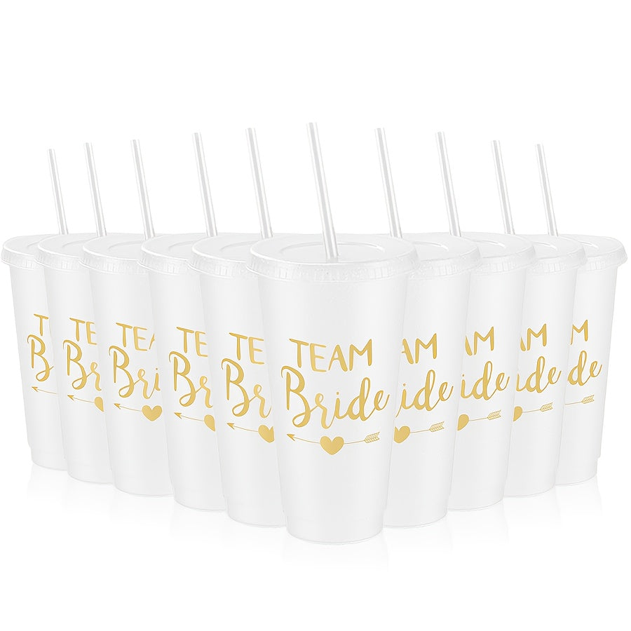 10oz Bachelorette Party Tumblers with Lids and Straws for Bridesmaids and Bridal Gifts