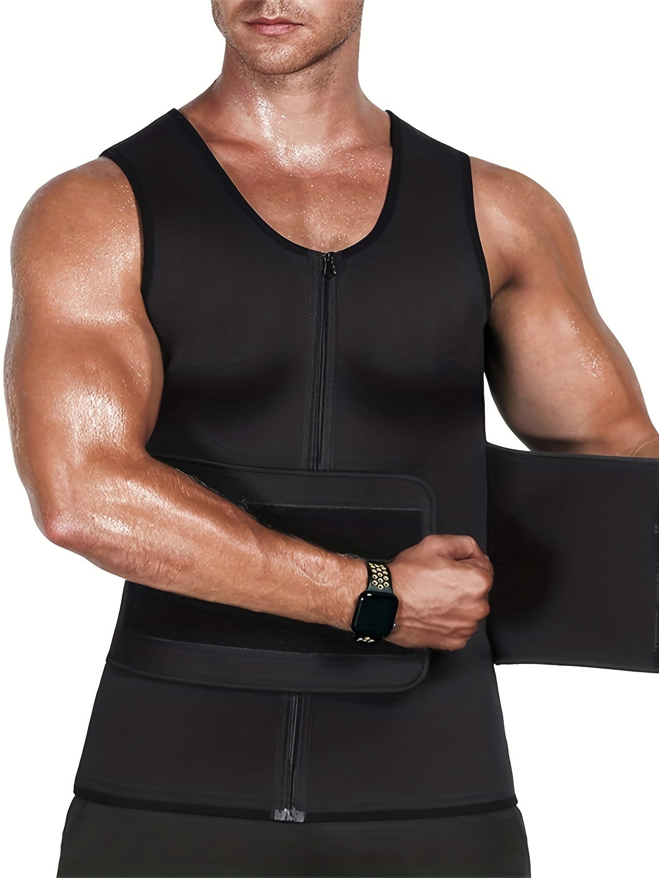 Men's Neoprene Tummy Control Tank Top Sleeveless Crew Neck Body Shaper