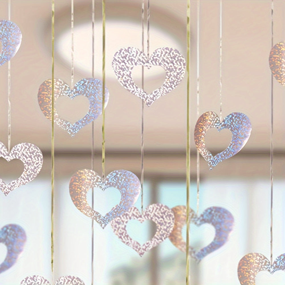 70pcs Heart and Star Sequin Hanging Decorations for Weddings and Birthdays