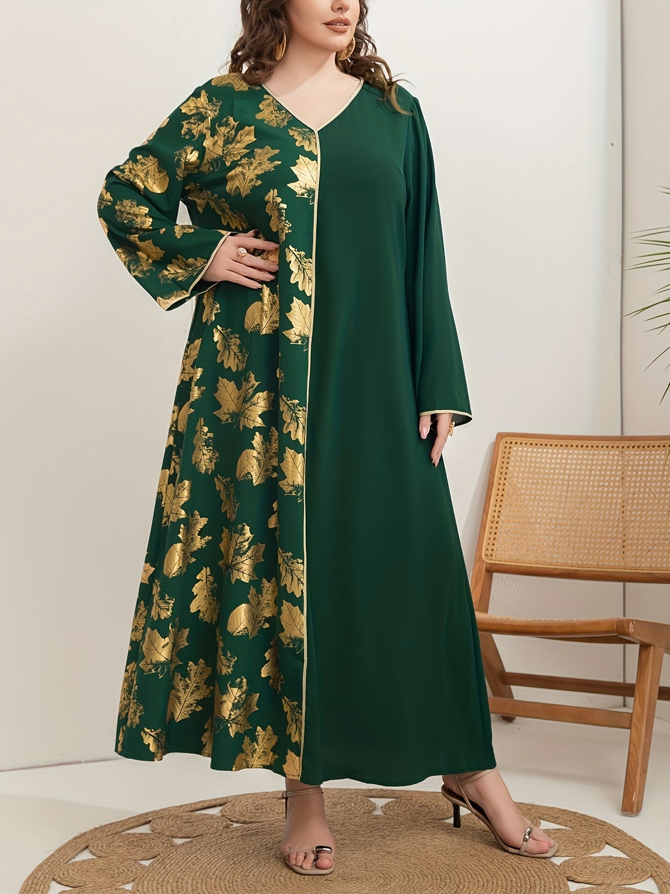 Women's V-Neck Tunic Dress Polyester All-Season Woven Slight Stretch