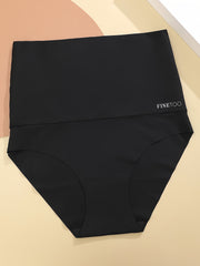 Seamless High-Waisted Bikini Panties for Women Nylon Stretch Comfort Solid