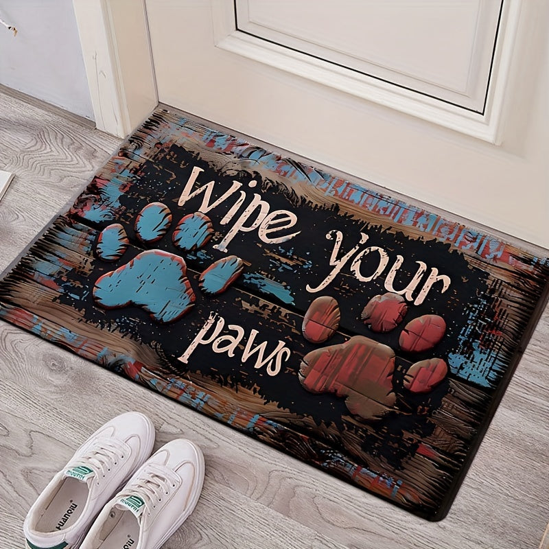 Claw Print Wood Grain Bathroom Carpet 8mm Thick Soft Non-Slip Indoor Mat