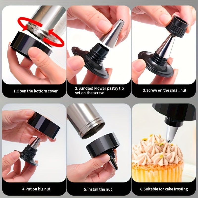 Stainless Steel Cookie Press Kit with 22 Pieces Including Cookie and Icing Tips