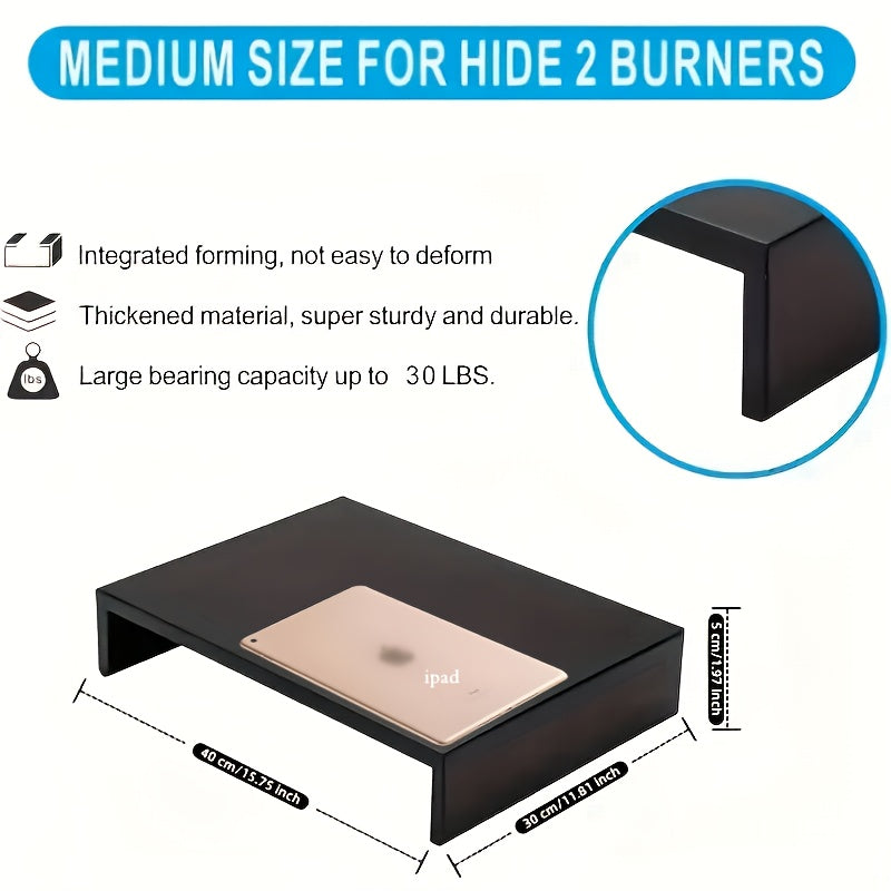 Black Non-Retractable Stove Burner Cover Heat-Resistant Organizer for Electric Stoves