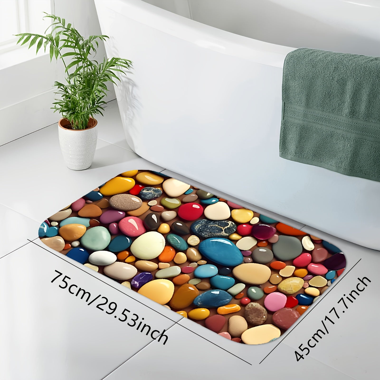Vibrant Pebble Design Ultra Absorbent Non-Skid Bathroom Kitchen Rug